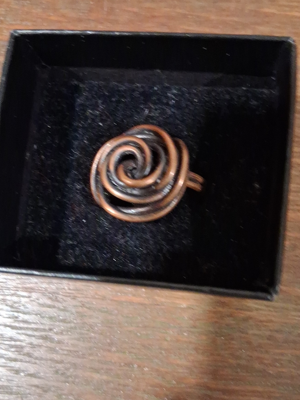 Spiral Rose Wire Ring in Brown Copper Tone
